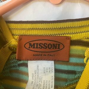 Multi color classic knit Missoni sleeveless dress with matching sweater.